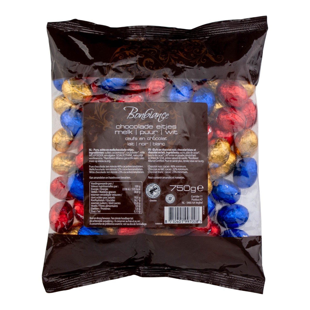 Bonbiance Chocolade Paas Eitjes Melk Puur & Wit (Zak 750 Gram) - online bestellen bij Mijn Snoepgoed!