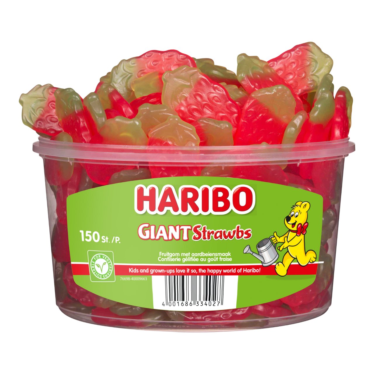 Haribo Giant Strawbs Silo (150 Stuks) - online bestellen bij Mijn Snoepgoed!