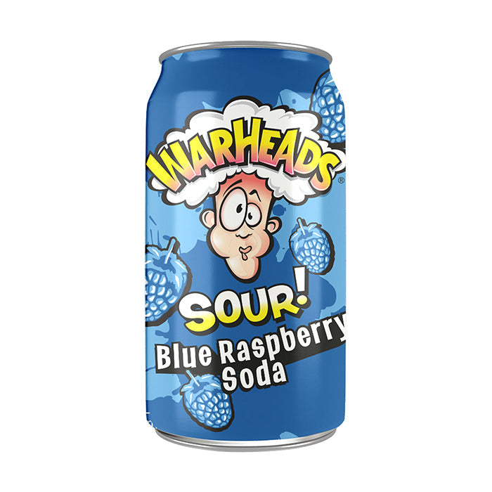 Warheads Sour! Blue Raspberry Soda (355 ml) - van Warheads - Nu voor maar €2.49 bij Mijn Snoepgoed
