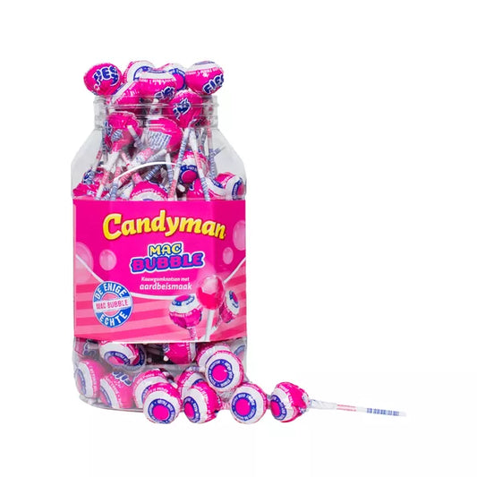 Candyman Mac Bubble Kauwgomknots Aardbei (1 Stuk) - van Candyman - Nu voor maar €0.30 bij Mijn Snoepgoed