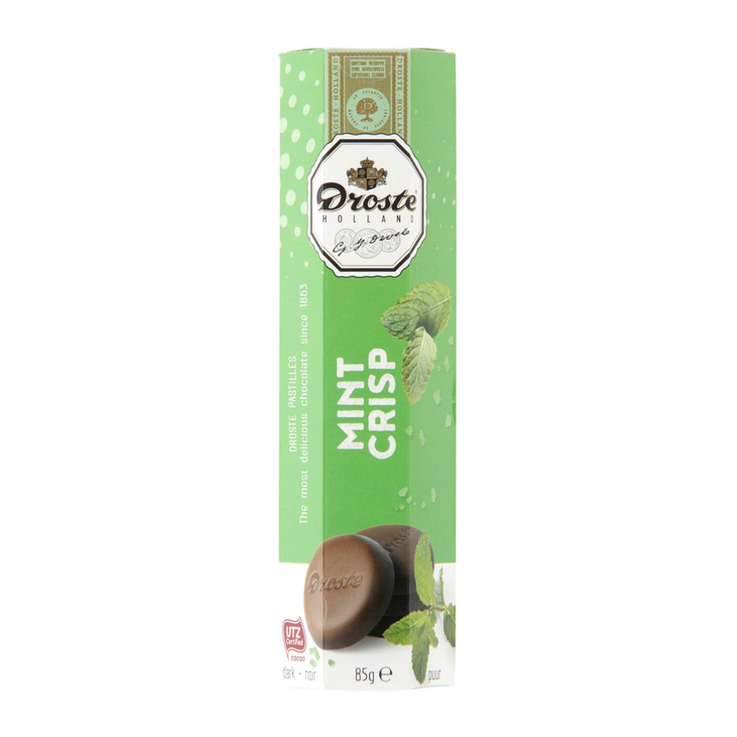 Droste Pastilles Dark Mint Crisp (85 Gram) - van Droste - Nu voor maar €1.49 bij Mijn Snoepgoed