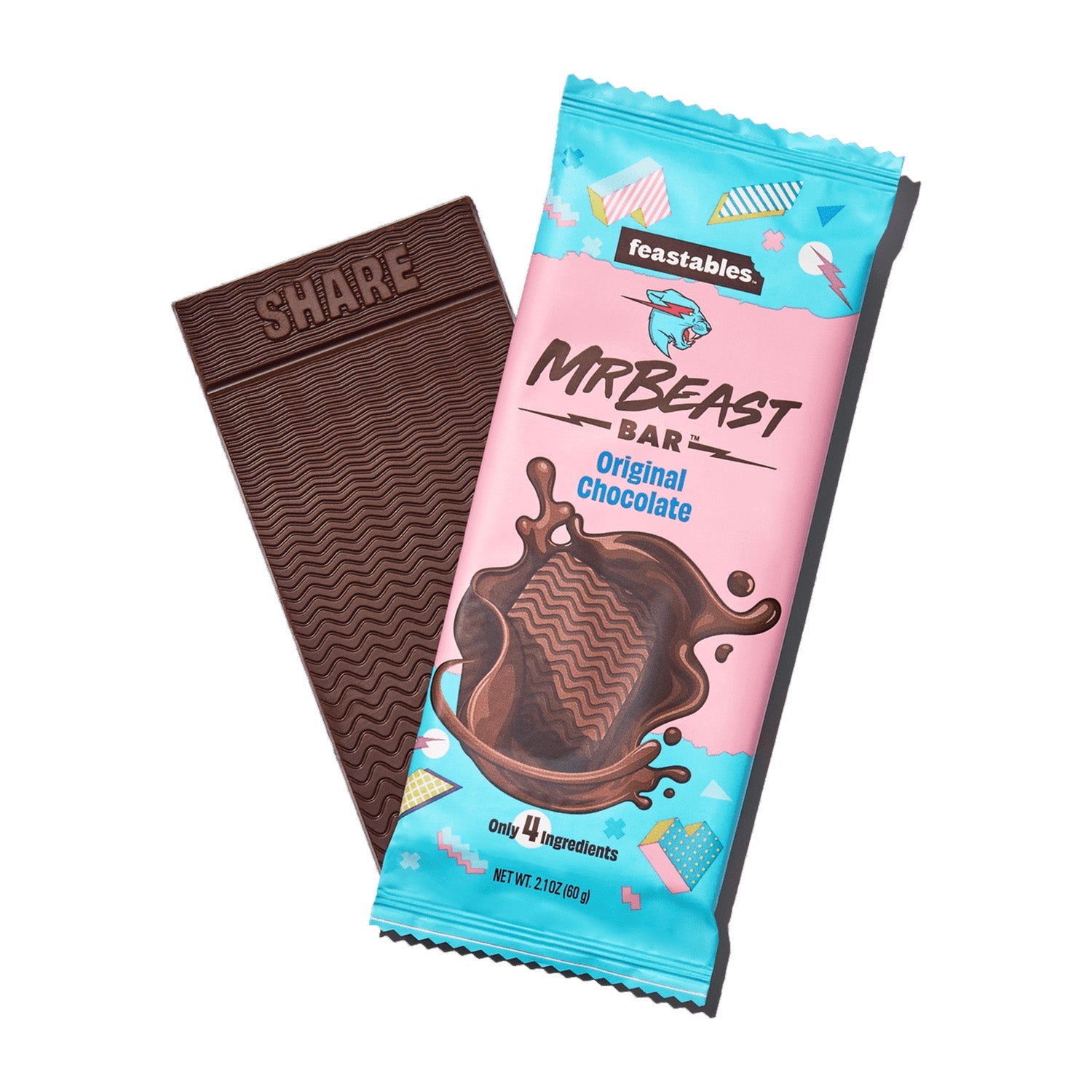 Mr. Beast Feastables Original Chocolate (60 Gram) - van Mr. Beast Feastables - Nu voor maar €4.75 bij Mijn Snoepgoed