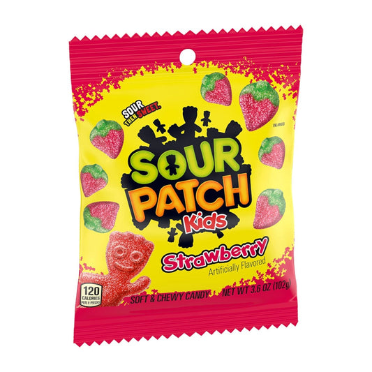 Sour Patch Strawberry (102 Gram) THT: 28-04-2024 - van Sour Patch - Nu voor maar €1.79 bij Mijn Snoepgoed