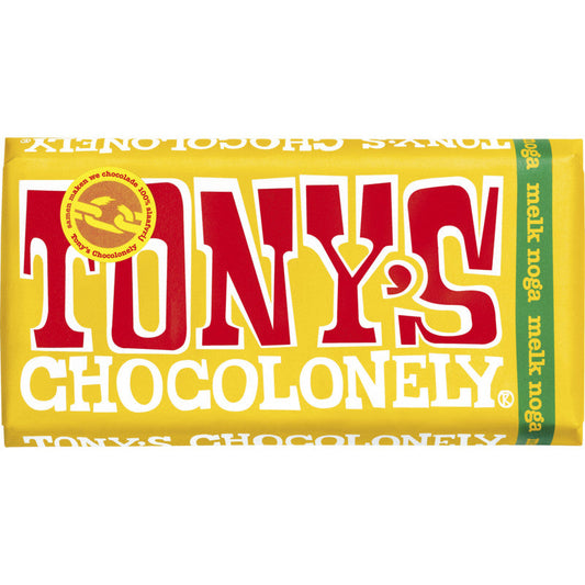 Tony's Chocolonely Melk Noga Chocolade Reep (180 gram) - van Tony's Chocolonely - Nu voor maar €3.89 bij Mijn Snoepgoed