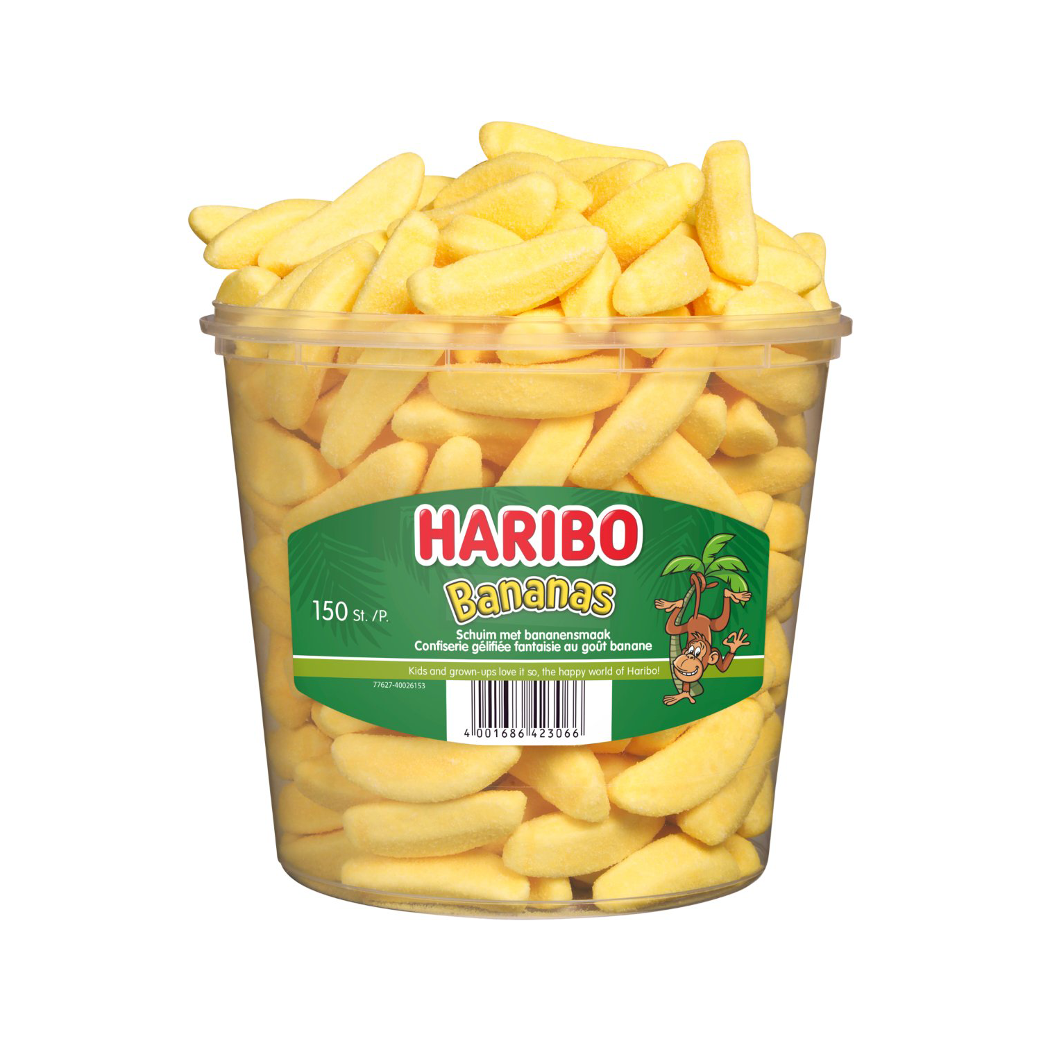 Haribo Bananen Silo (150 Stuks) - van Haribo - Nu voor maar €11.95 bij Mijn Snoepgoed