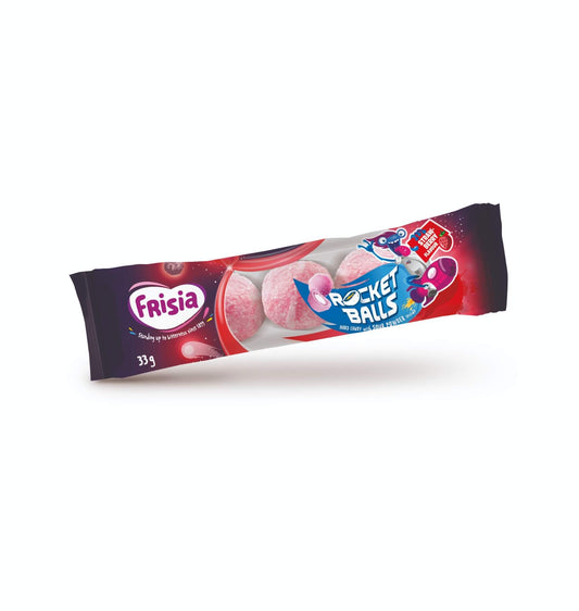 Frisia Rocket Balls Aardbei (33 gram) THT: 09-2023 - van Frisia - Nu voor maar €0.09 bij Mijn Snoepgoed