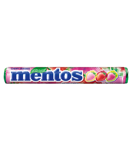 Mentos Strawberry Mix (40 gram) - van Mentos - Nu voor maar €0.99 bij Mijn Snoepgoed